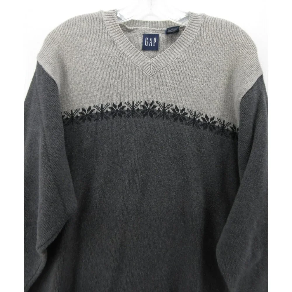VINTAGE Gap Sweater Medium Pullover Nordic Fair Isle Colorblock Y2K *